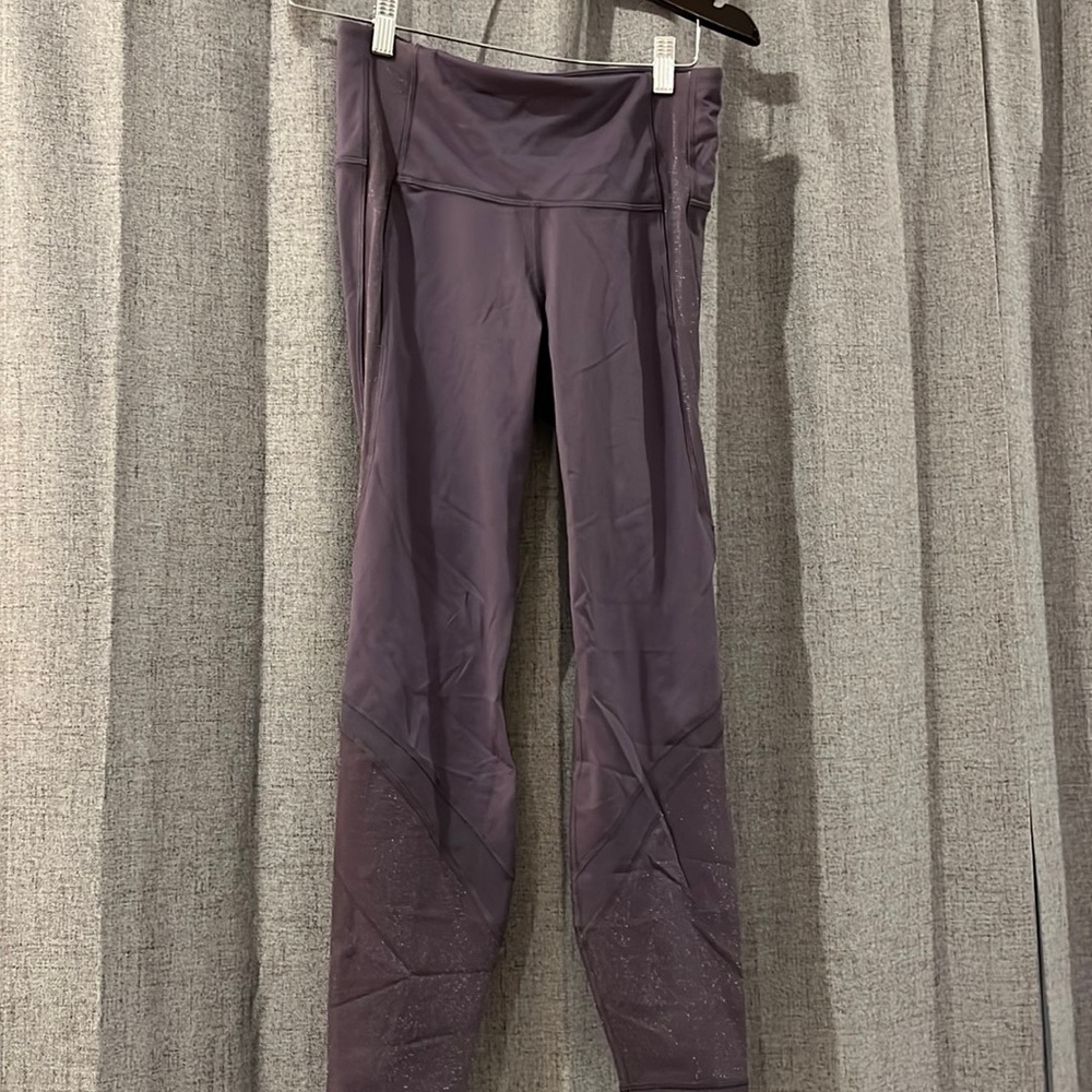 Purple sparkly leggings